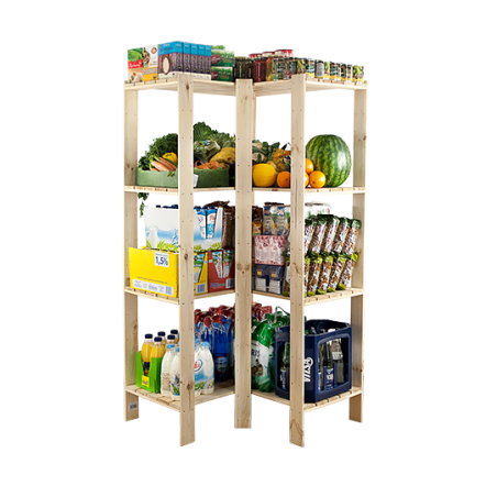 Regał drewniany modułowy z półką ażurową  Maxi 4W