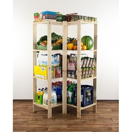 Regał drewniany modułowy z półką ażurową  Maxi 4W