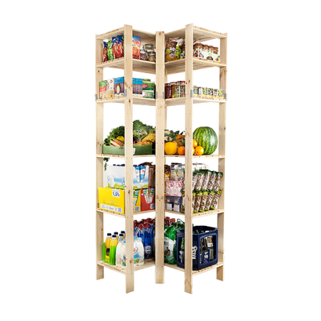 Regał drewniany do zabudowy z półką ażurową  Maxi 6W