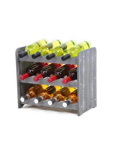 Regał na wino w dekorze ciemnografitowym RW-16 na 12 butelek