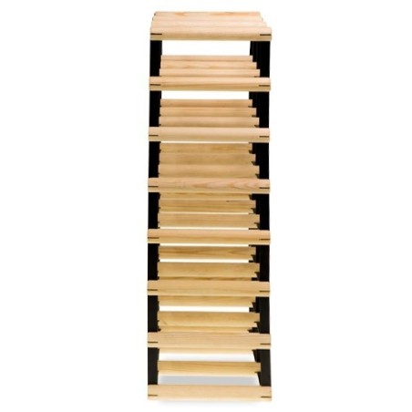 Stojak na 21 butelek wina RW-8 3x7 czarny metal i jasne drewno sosnowe