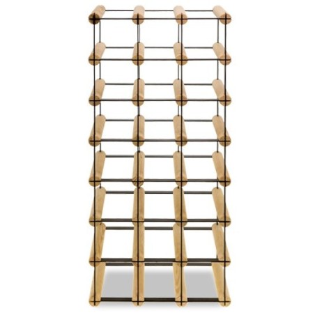 Stojak na 21 butelek wina RW-8 3x7 czarny metal i jasne drewno sosnowe