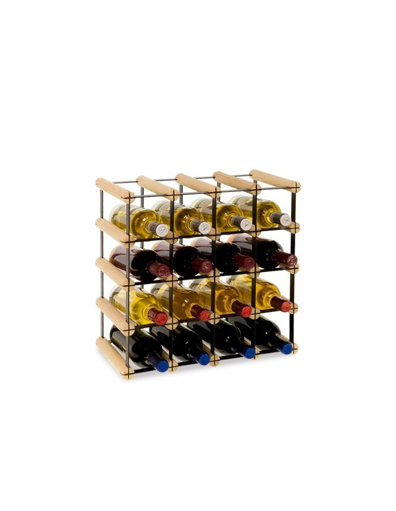 Regały na butelki szklane/PET RW-8  Przechowywanie alkoholu w domu - Regał winiarski RW-8 4x4 na 16 butelek trunków - produkt MODO24.PL 1