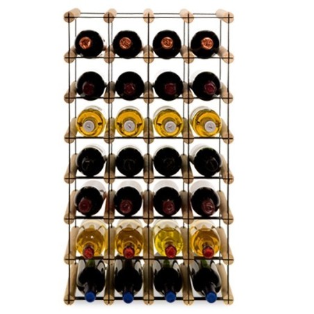 Stojak na 26 butelek RW-8 4x7 surowa sosna - czarna stal