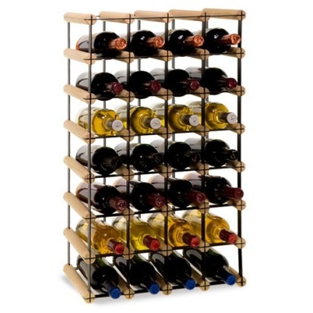 Stojak na 26 butelek RW-8 4x7 surowa sosna - czarna stal