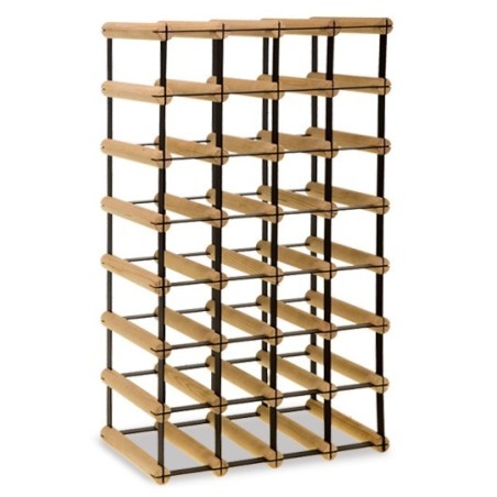 Stojak na 26 butelek RW-8 4x7 surowa sosna - czarna stal