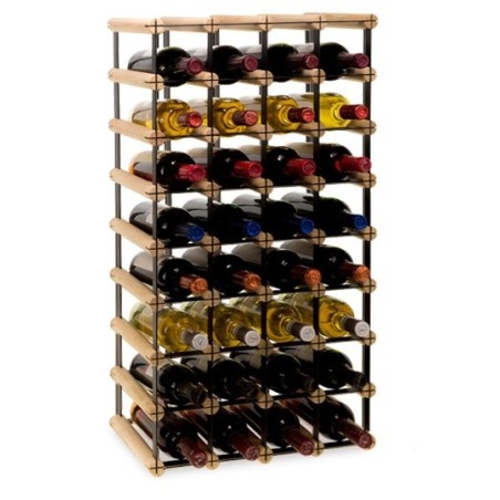 Stojak alkoholowy RW-8 4x8 na 32 butelki. Drewno i stal światło i cień