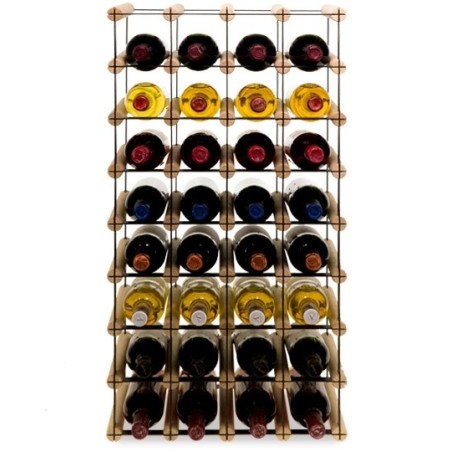 Stojak alkoholowy RW-8 4x8 na 32 butelki. Drewno i stal światło i cień