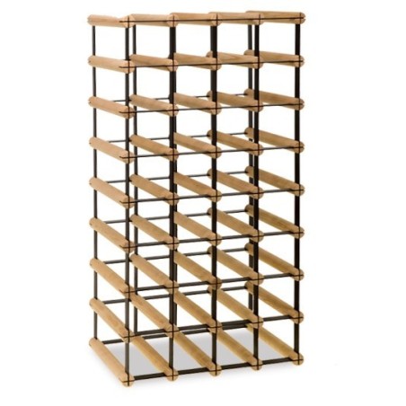 Stojak alkoholowy RW-8 4x8 na 32 butelki. Drewno i stal światło i cień