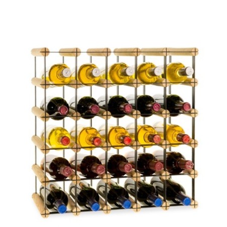 Stojak alkoholowy z drewna i metalu, RW-8 5x5. Regał na 25 butelek