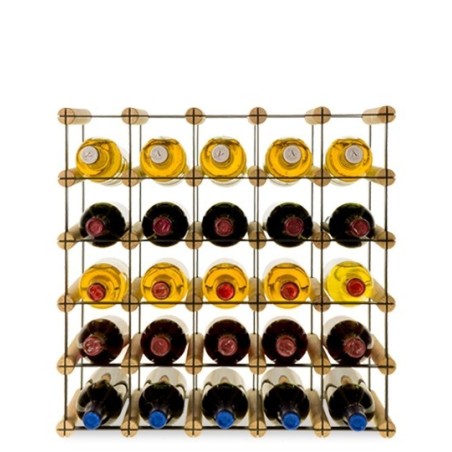 Stojak alkoholowy z drewna i metalu, RW-8 5x5. Regał na 25 butelek