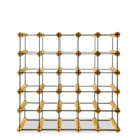 Stojak alkoholowy z drewna i metalu, RW-8 5x5. Regał na 25 butelek