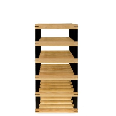 Stojak alkoholowy z drewna i metalu, RW-8 5x5. Regał na 25 butelek