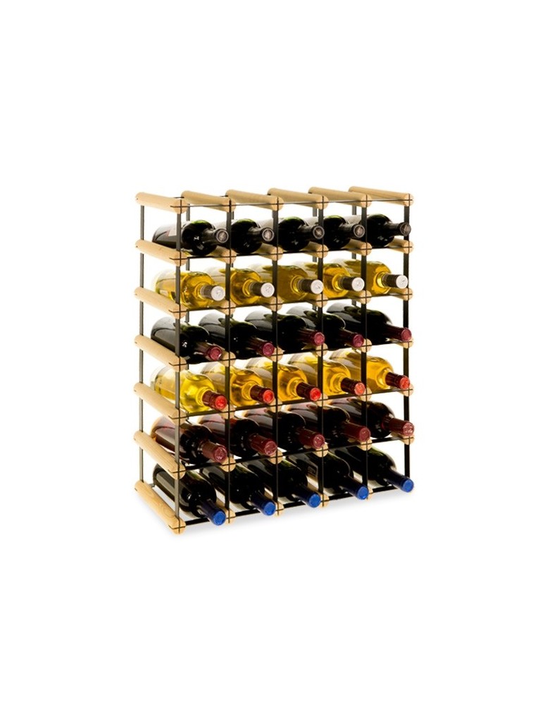 Regały na butelki szklane/PET RW-8  Przechowywanie alkoholu w domu - Regał alkoholowy RW-8 5x6 na 30 butelek ☯️ Metal i drewno ☯️ - product MODO24.PL 1