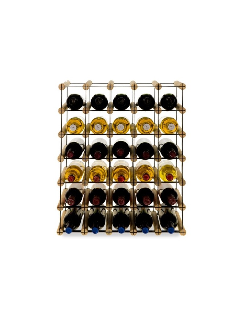 Regały na butelki szklane/PET RW-8  Przechowywanie alkoholu w domu - Regał alkoholowy RW-8 5x6 na 30 butelek ☯️ Metal i drewno ☯️ - product MODO24.PL 2