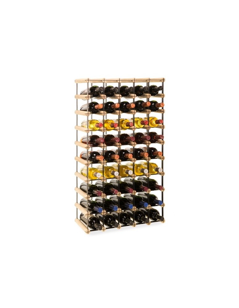Regały na butelki szklane/PET RW-8  Przechowywanie alkoholu w domu - Regał alkoholowy RW-8 5x9 na 45 butelek Light wood - dark metal - produkt MODO24.PL 1