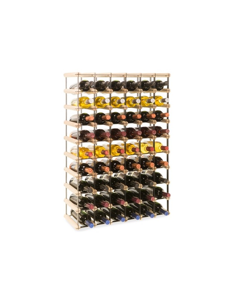 Regały na butelki szklane/PET RW-8  Przechowywanie alkoholu w domu - Stojak na wino RW-8 6x9 ⚖️ 54 butelki  światło drewna☯️mrok metalu - produkt MODO24.PL 1