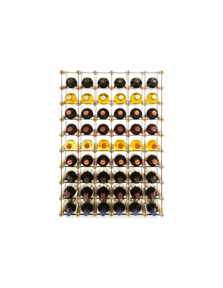 Regały na butelki szklane/PET RW-8  Przechowywanie alkoholu w domu - Stojak na wino RW-8 6x9 ⚖️ 54 butelki  światło drewna☯️mrok metalu - product MODO24.PL 2