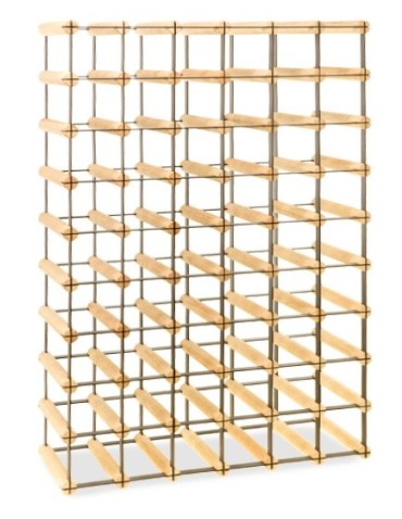 Regały na butelki szklane/PET RW-8  Przechowywanie alkoholu w domu - Stojak na wino RW-8 6x9 ⚖️ 54 butelki  światło drewna☯️mrok metalu - product 3