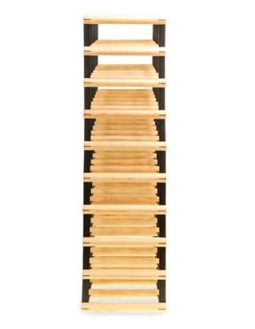 Regały na butelki szklane/PET RW-8  Przechowywanie alkoholu w domu - Stojak na wino RW-8 6x9 ⚖️ 54 butelki  światło drewna☯️mrok metalu - product 5