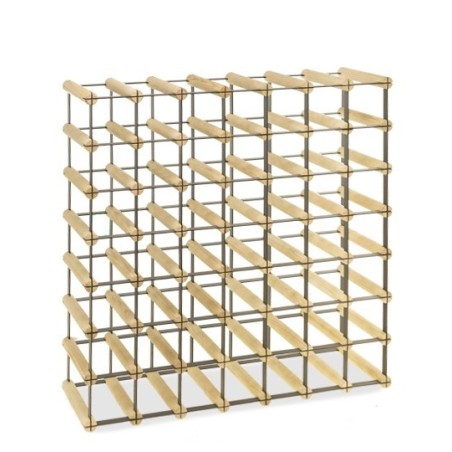 Stojak winiarski RW-8 7x7 na 49 butelek - jasne drewno i ciemny metal