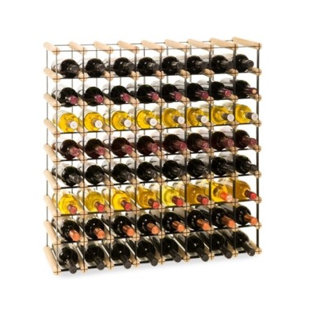 Duży regał na alkohole RW-8 8x8 z wnękami na 64 butelki. Metal/drewno