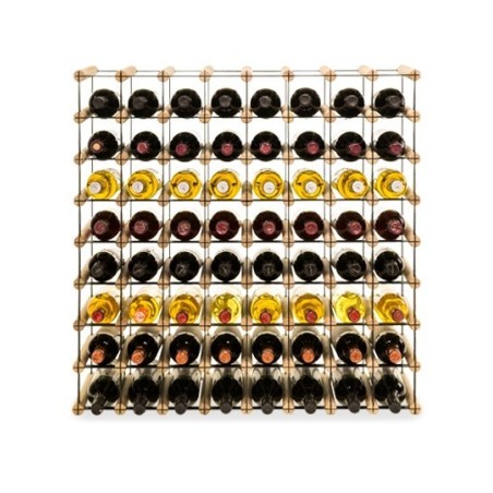 Duży regał na alkohole RW-8 8x8 z wnękami na 64 butelki. Metal/drewno