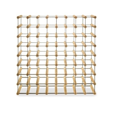 Duży regał na alkohole RW-8 8x8 z wnękami na 64 butelki. Metal/drewno