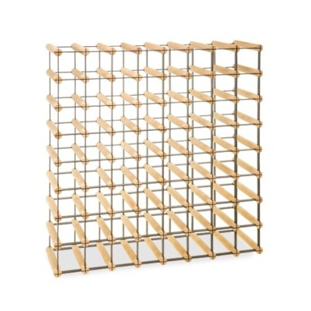 Duży regał na alkohole RW-8 8x8 z wnękami na 64 butelki. Metal/drewno