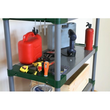 Regał plastikowy TYTAN-4 138x100x46 czerwone organizery przy blatach