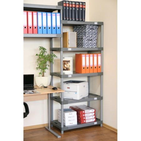 Regał plastikowy TYTAN-4 138x100x46 czerwone organizery przy blatach