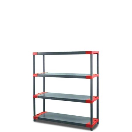 Regał TYTAN-4 szary 138x110x46 czerwone organizery narzędziowe