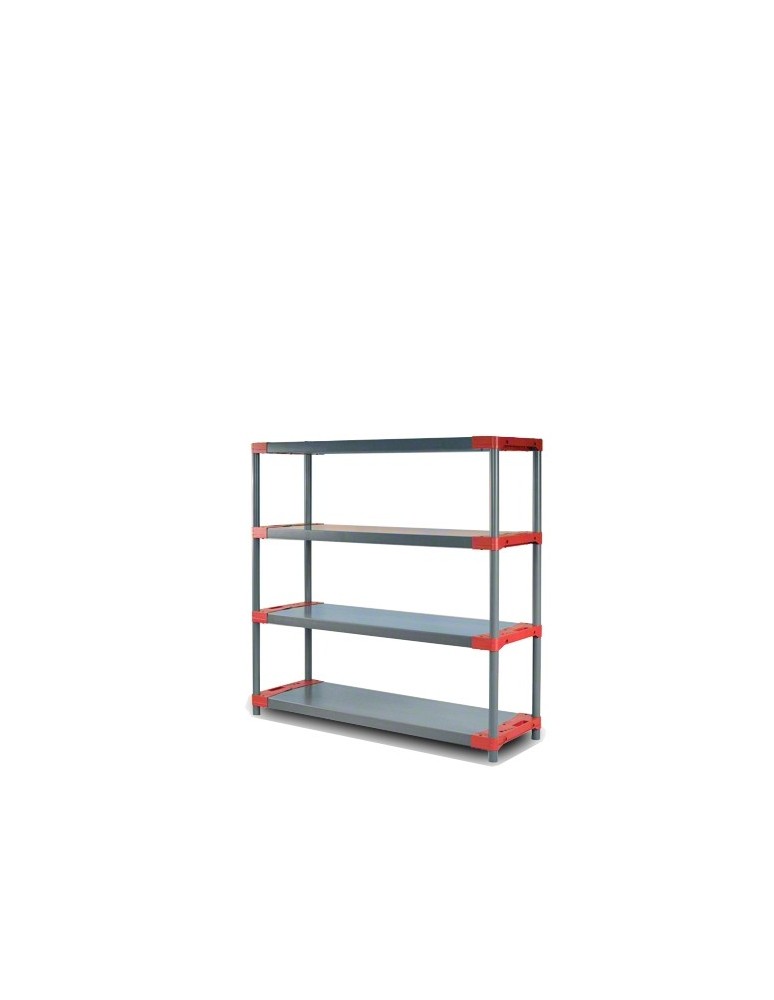 Tytan-4 - Regał plastikowy TYTAN-4 138x130x46 blaty szaro - czerwone - produkt MODO24.PL 1