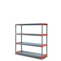 Regał plastikowy TYTAN-4 138x150x46 czerwone boki półek