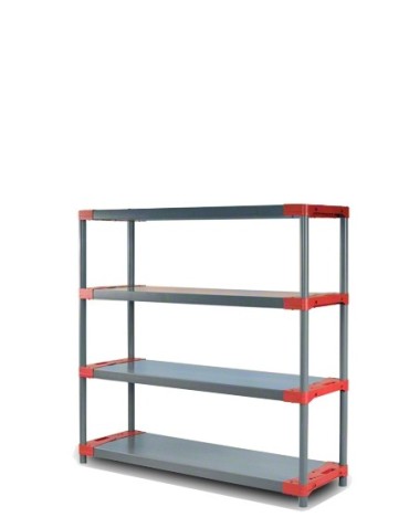 Regał plastikowy TYTAN-4 138x150x46 czerwone boki półek