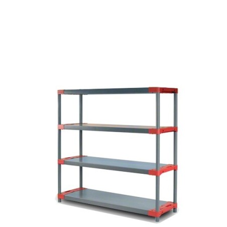 Regał plastikowy TYTAN-4 138x150x46 czerwone boki półek