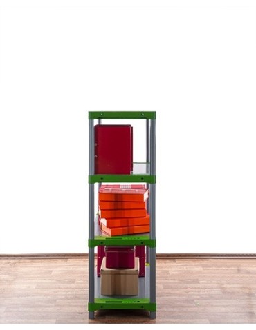 Regał plastikowy TYTAN-4 138x90x46 szary - zielone dodatki - product 2