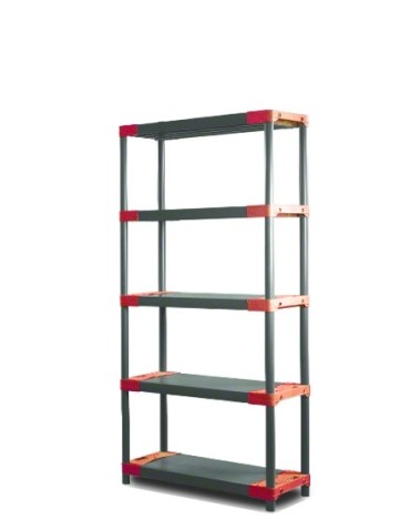 Regał plastikowy TYTAN-5 180x60x46 czerwone dodatki