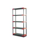 Regał plastikowy TYTAN-5 180x70x46 szaro - czerwony