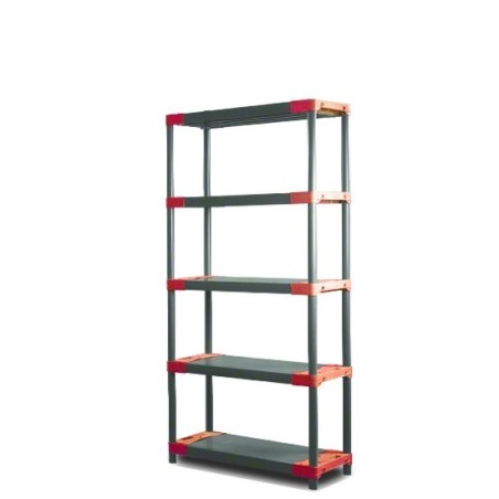 Regał plastikowy TYTAN-5 180x70x46 szaro - czerwony