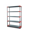 Regał plastikowy TYTAN-5 180x110x46 czerwono - szare blaty