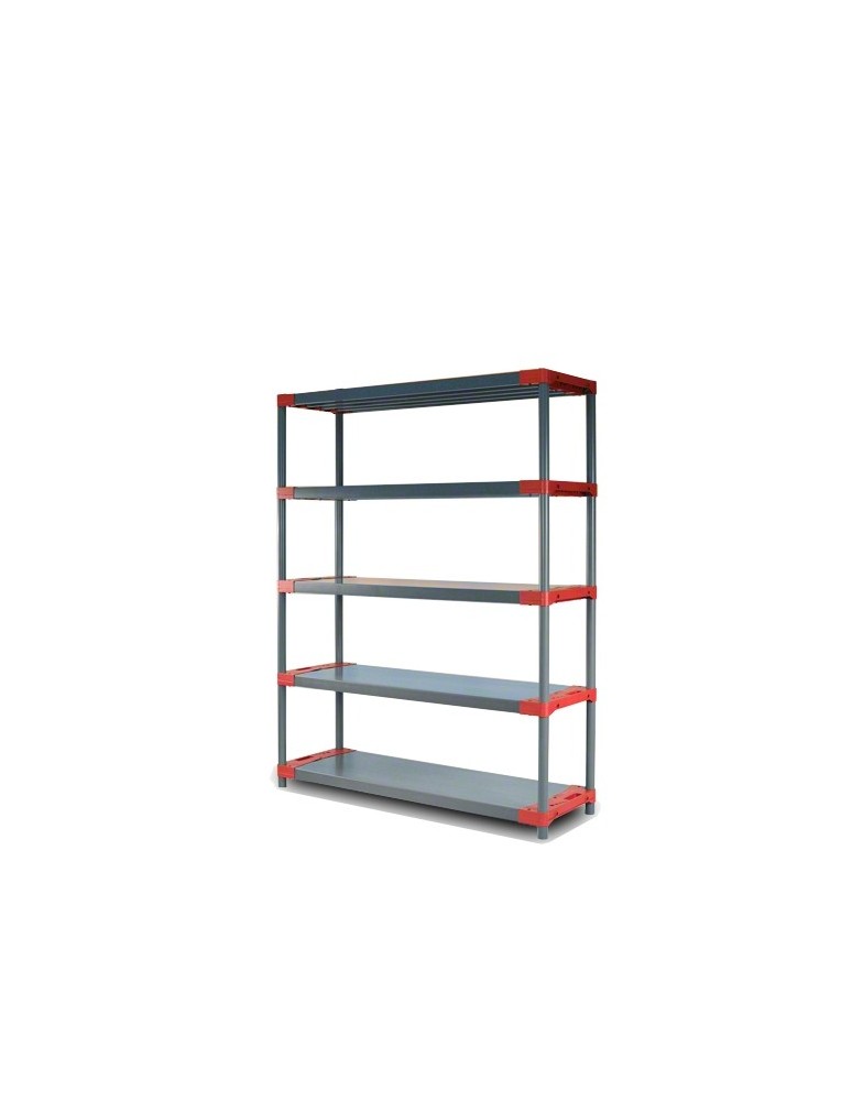Tytan-5 - Regał plastikowy TYTAN-5 180x120x46 szary z czerwonymi akcentami - product MODO24.PL 1
