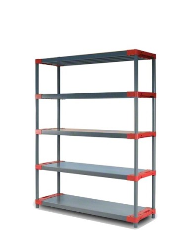 Regał plastikowy TYTAN-5 180x150x46 czerwono - szary