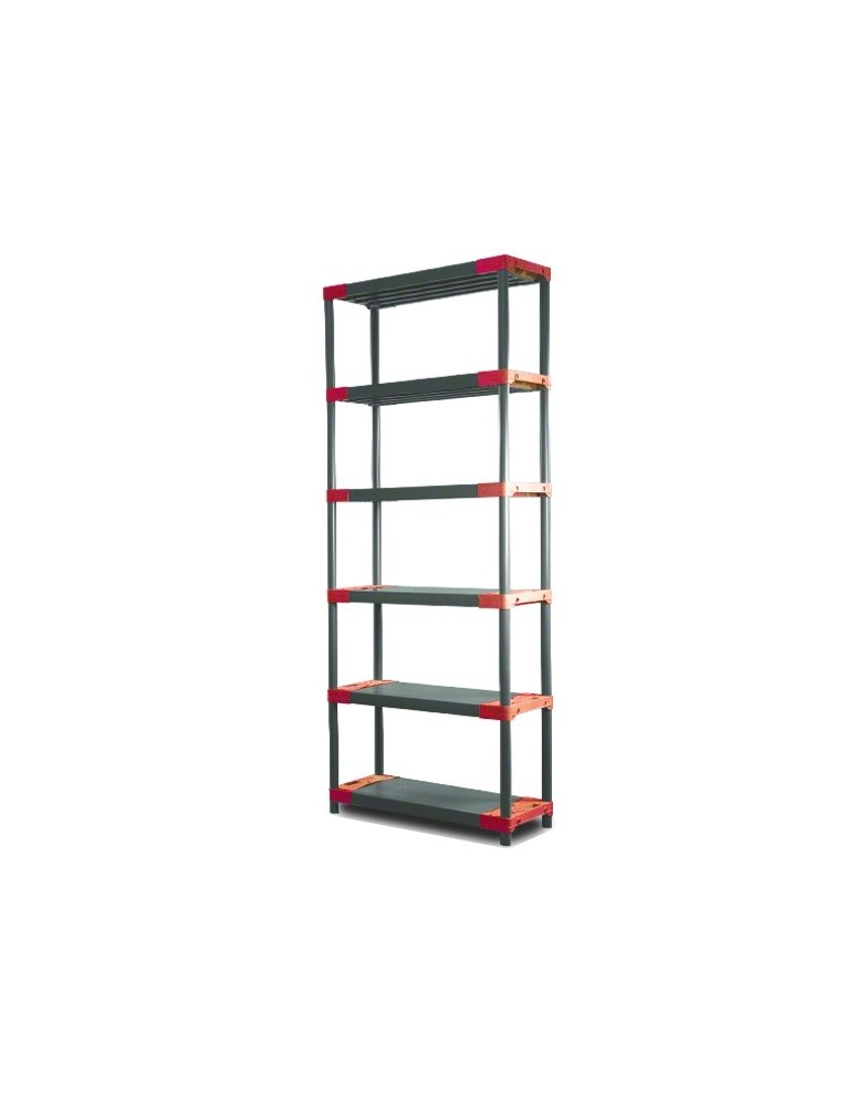 Tytan-6 - Plastikowy regał TYTAN-6 szary 222x60x46 z czerwonym akcentem - produkt MODO24.PL 1