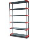 Regał plastikowy TYTAN-6 222x110x46 szary - czerwone boki