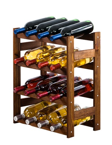 Sosnowy regał na wino RW-1-16 ▪ W kolorze brązowym