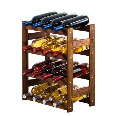 Sosnowy regał na wino RW-1-16 ▪ W kolorze brązowym