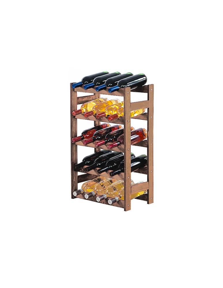 Otwarte regały alkoholowe RW-1 - Sosnowy regał na wino RW-1-20 ▪ W kolorze brązowym - produkt MODO24.PL 1