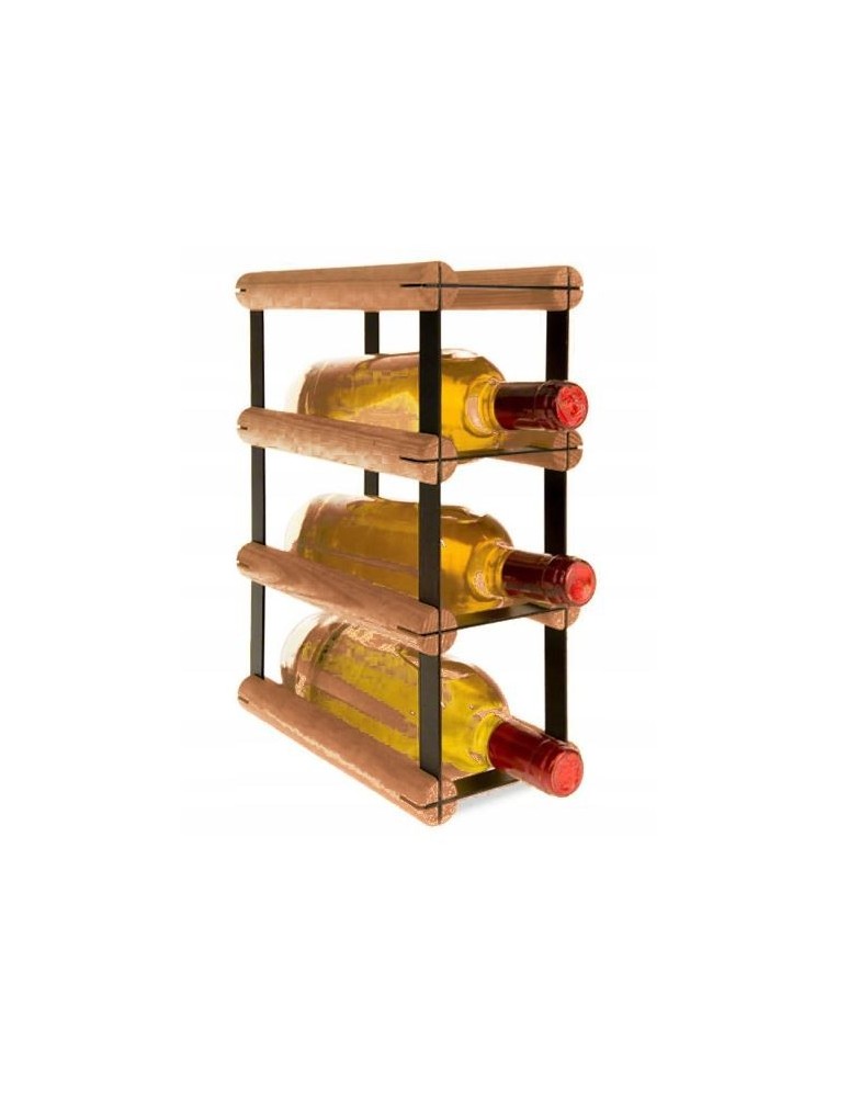 Regały na butelki szklane/PET RW-8  Przechowywanie alkoholu w domu - Stojak na 3 butelki RW-8 1x3 czerń · brąz - produkt MODO24.PL 1