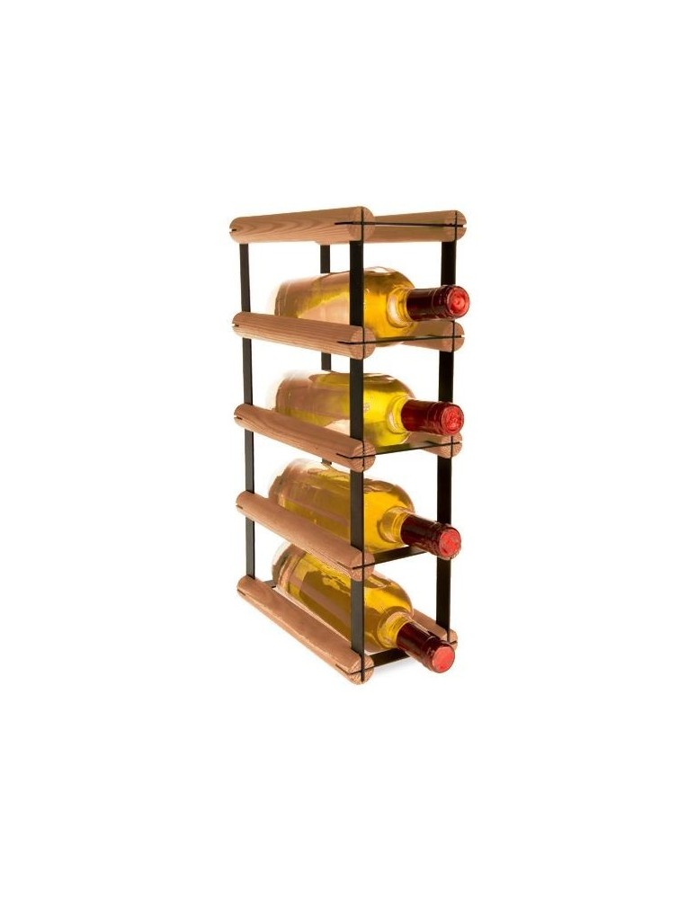 Regały na butelki szklane/PET RW-8  Przechowywanie alkoholu w domu - Stojak na 4 butelki RW-8 1x4 czerń · brąz - produkt MODO24.PL 1
